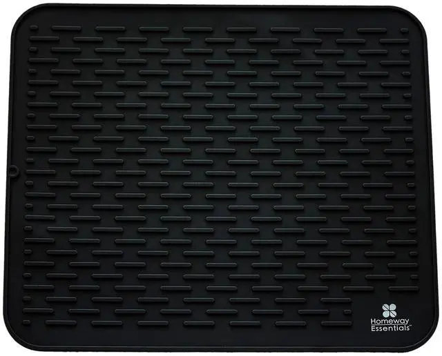 Main image of Silicone Dish Drying Mat 17 x 15, Large Countertop Drainer, Sink Protector and Heat Resistant Trivet, Black