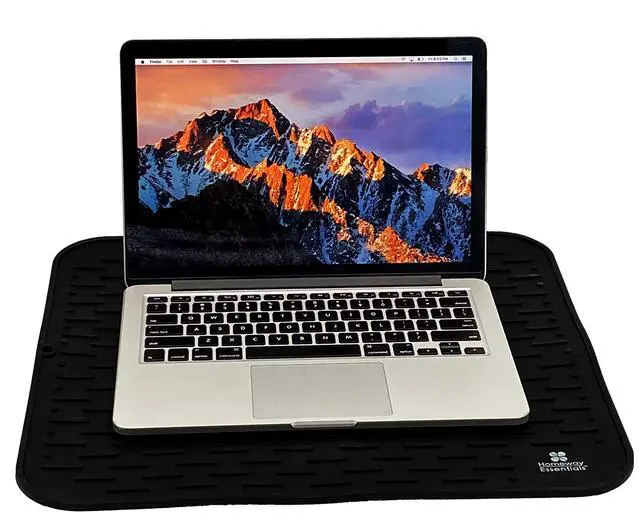 Alt view image 7 of 7 - Silicone Dish Drying Mat 17 x 15, Large Countertop Drainer, Sink Protector and Heat Resistant Trivet, Black