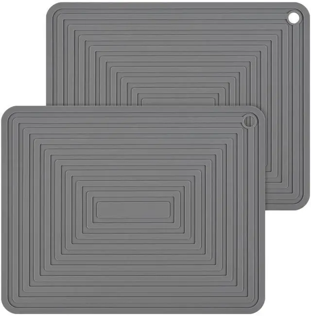 Main image of Trivets for Hot Pots and Pans-Silicone Trivets for Hot Dishes-Heat Resistant Mat for Countertops, Kitchen Small Dish Drying Mat, Silicone Pot Holders-Hot Pads for Kitchen Set 2 Dark Grey