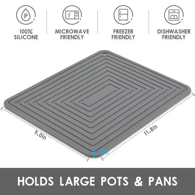 Alt view image 2 of 7 - Trivets for Hot Pots and Pans-Silicone Trivets for Hot Dishes-Heat Resistant Mat for Countertops, Kitchen Small Dish Drying Mat, Silicone Pot Holders-Hot Pads for Kitchen Set 2 Dark Grey