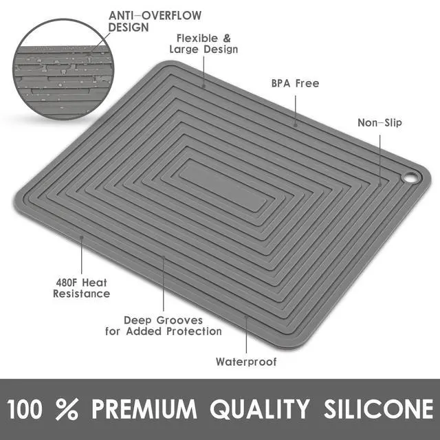 Alt view image 3 of 7 - Trivets for Hot Pots and Pans-Silicone Trivets for Hot Dishes-Heat Resistant Mat for Countertops, Kitchen Small Dish Drying Mat, Silicone Pot Holders-Hot Pads for Kitchen Set 2 Dark Grey