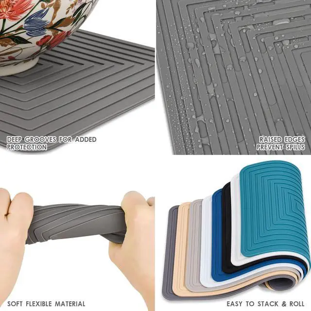 Alt view image 4 of 7 - Trivets for Hot Pots and Pans-Silicone Trivets for Hot Dishes-Heat Resistant Mat for Countertops, Kitchen Small Dish Drying Mat, Silicone Pot Holders-Hot Pads for Kitchen Set 2 Dark Grey