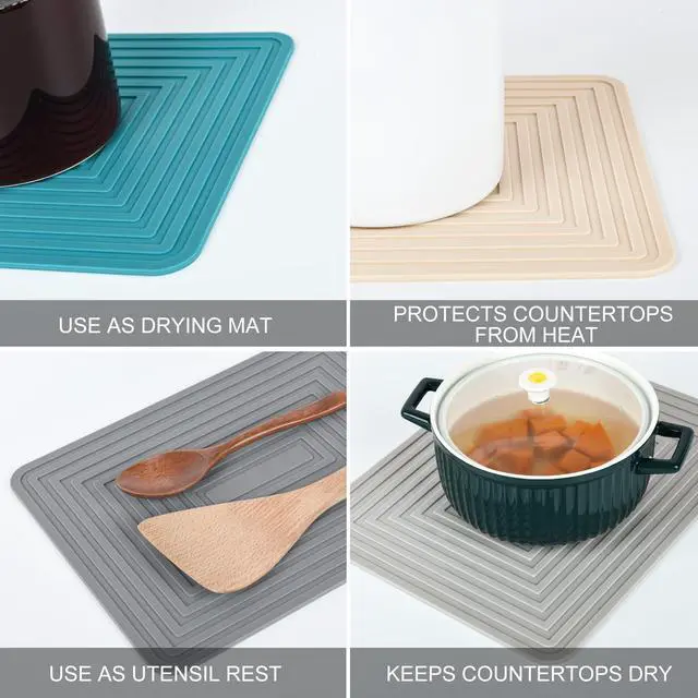 Alt view image 7 of 7 - Trivets for Hot Pots and Pans-Silicone Trivets for Hot Dishes-Heat Resistant Mat for Countertops, Kitchen Small Dish Drying Mat, Silicone Pot Holders-Hot Pads for Kitchen Set 2 Dark Grey