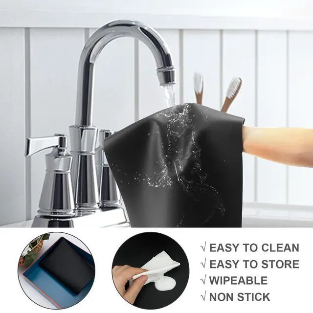 Alt view image 4 of 7 - Food Grade Silicone Mats for Kitchen Counter - Countertop Protector Mat Heat Resistant Mat for Air Fryer, Non-Slip Kids Dinner Table Placemat, Nonstick Silicone Mat for Pastry, Baking, Black 1 Pack