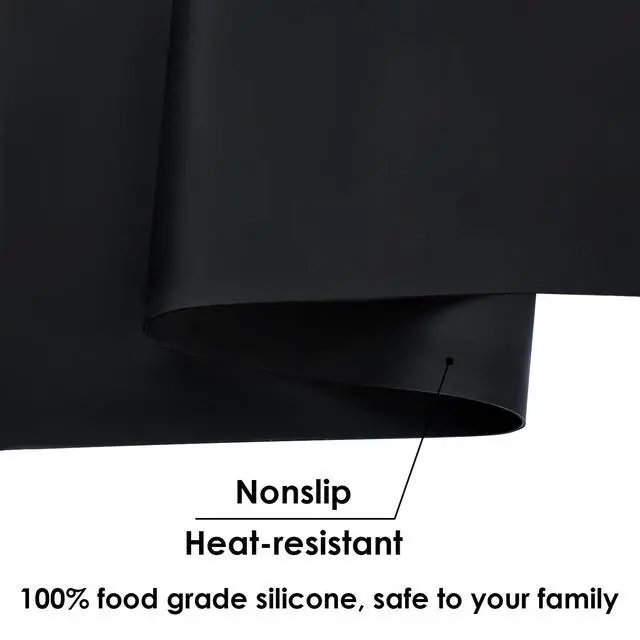Alt view image 7 of 7 - Food Grade Silicone Mats for Kitchen Counter - Countertop Protector Mat Heat Resistant Mat for Air Fryer, Non-Slip Kids Dinner Table Placemat, Nonstick Silicone Mat for Pastry, Baking, Black 1 Pack
