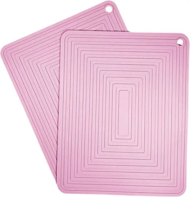 Main image of Silicone Trivets Mats Set 2 for Hot Dishes, 9 x 12 Inches Trivet for Hot Pots and Pans, Pink Silicone Hot Pads for Kitchen, Multi-Purpose Heat Resistant Pot Holders