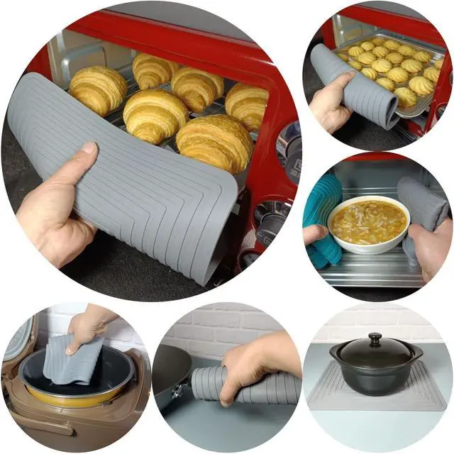 Alt view image 4 of 7 - Silicone Trivets Mats Set 2 for Hot Dishes, 9 x 12 Inches Trivet for Hot Pots and Pans, Pink Silicone Hot Pads for Kitchen, Multi-Purpose Heat Resistant Pot Holders