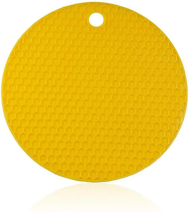 Main image of 6 Pcs 6.0 Inch Round Silicone Mat, 0.19 Inch Thick, Non-Slip & Easy to Clean Heat Resistant Tripod Insulation Mat for Kitchens & Pans(Yellow)
