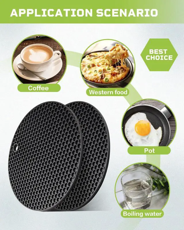 Alt view image 3 of 7 - 2pcs Silicone Mats for Kitchen Counter,Pot Holders,Trivet,Hot Pads