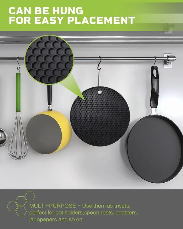 Alt view image 4 of 7 - 2pcs Silicone Mats for Kitchen Counter,Pot Holders,Trivet,Hot Pads