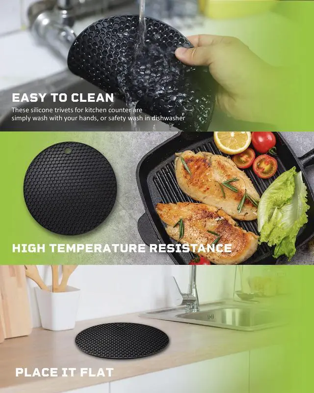 Alt view image 5 of 7 - 2pcs Silicone Mats for Kitchen Counter,Pot Holders,Trivet,Hot Pads