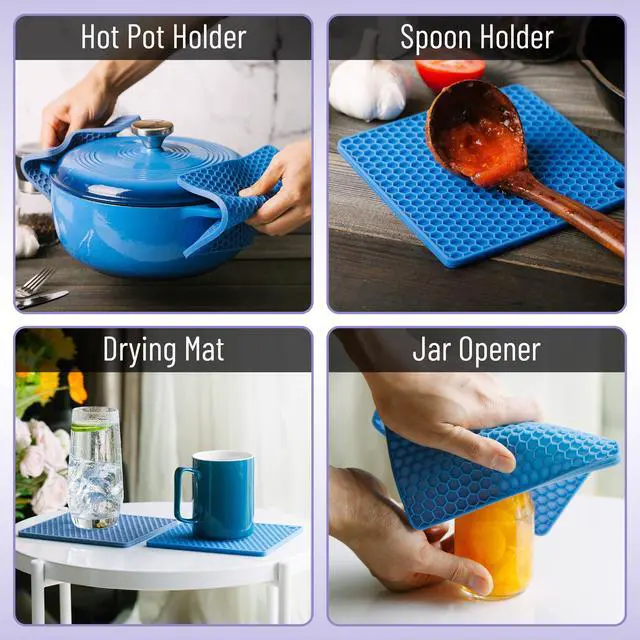 Alt view image 4 of 7 - Silicone Trivet Mats, 2 Pack, Gray Silicone Trivets for Hot Pots and Pans