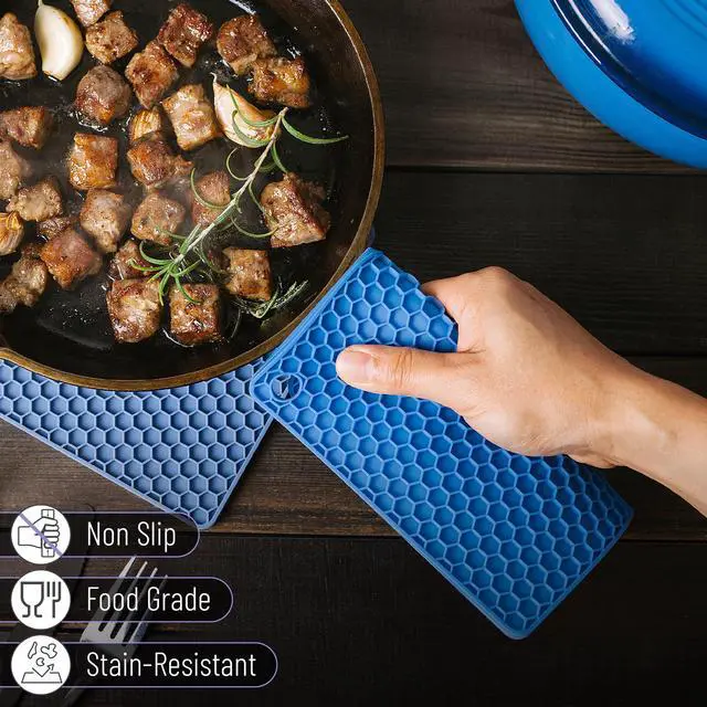 Alt view image 3 of 7 - Silicone Trivet Mats, 2 Pack, Gray Silicone Trivets for Hot Pots and Pans