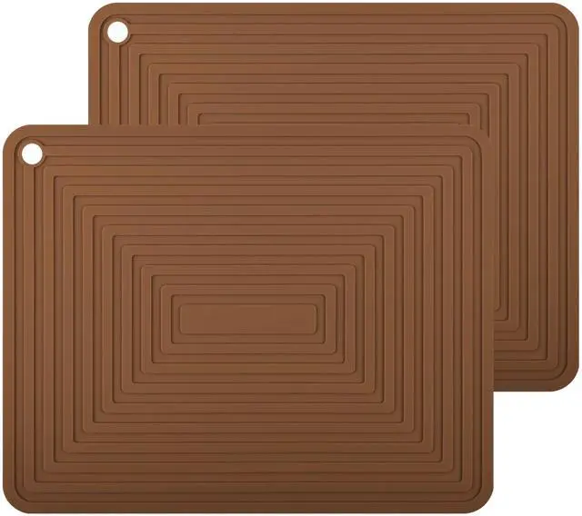 Main image of Silicone Trivets for Hot Dishes Pots and Pans, Brown Hot Pads for Kitchen, Multi-Purpose Heat Resistant Mat for Counter, Versatile Trivet Mat, Flexible Silicone Pot Holders Set 2