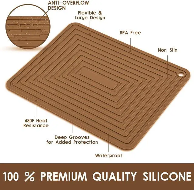 Alt view image 3 of 7 - Silicone Trivets for Hot Dishes Pots and Pans, Brown Hot Pads for Kitchen, Multi-Purpose Heat Resistant Mat for Counter, Versatile Trivet Mat, Flexible Silicone Pot Holders Set 2