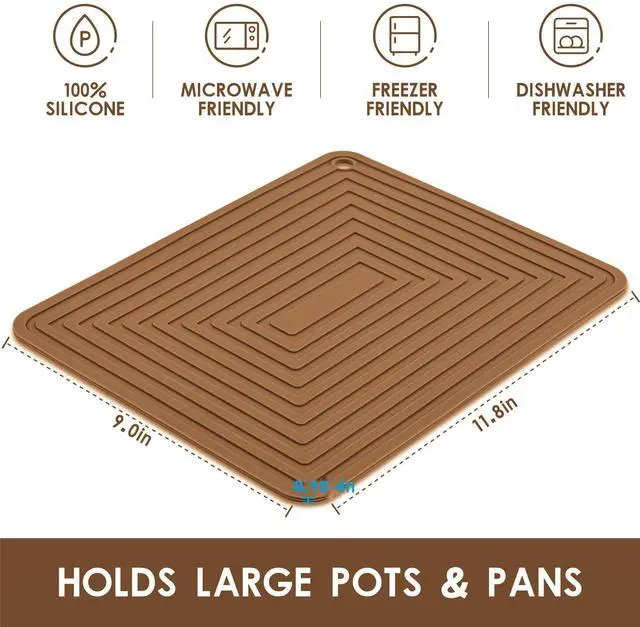 Alt view image 2 of 7 - Silicone Trivets for Hot Dishes Pots and Pans, Brown Hot Pads for Kitchen, Multi-Purpose Heat Resistant Mat for Counter, Versatile Trivet Mat, Flexible Silicone Pot Holders Set 2