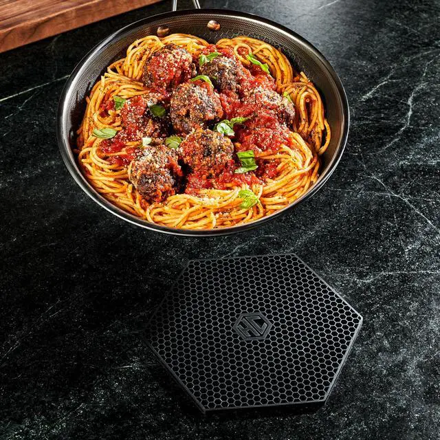 Alt view image 5 of 6 - Hexagon Silicone Trivets, 2-Pack, Nonslip and Heat Resistant Hot Pads, Black