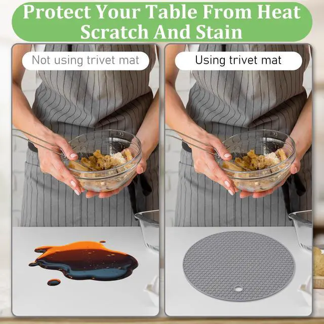 Alt view image 6 of 7 - 12 Pack Silicone Trivet Mats Hot Pads with Silicone Oven Mitts Non Slip Pot Holders Heat Resistant Trivet Pads Cooking for Kitchen Counter Table Placemats (Black, Gray)