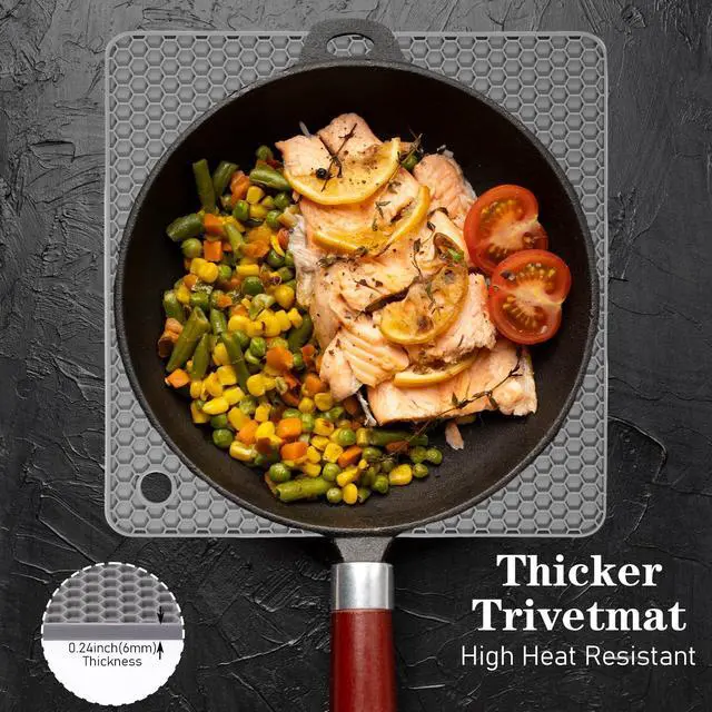 Alt view image 4 of 7 - 12 Pack Silicone Trivet Mats Hot Pads with Silicone Oven Mitts Non Slip Pot Holders Heat Resistant Trivet Pads Cooking for Kitchen Counter Table Placemats (Black, Gray)