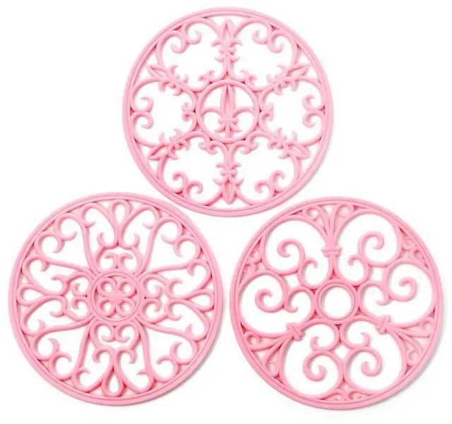 Main image of Silicone Trivet Mat - Non-Slip & Heat Resistant Kitchen Pads for Countertops & Table - Trivets for Hot Dishes & Cookware - Pot Holder for Pots & Pans - Pink, Set of 3