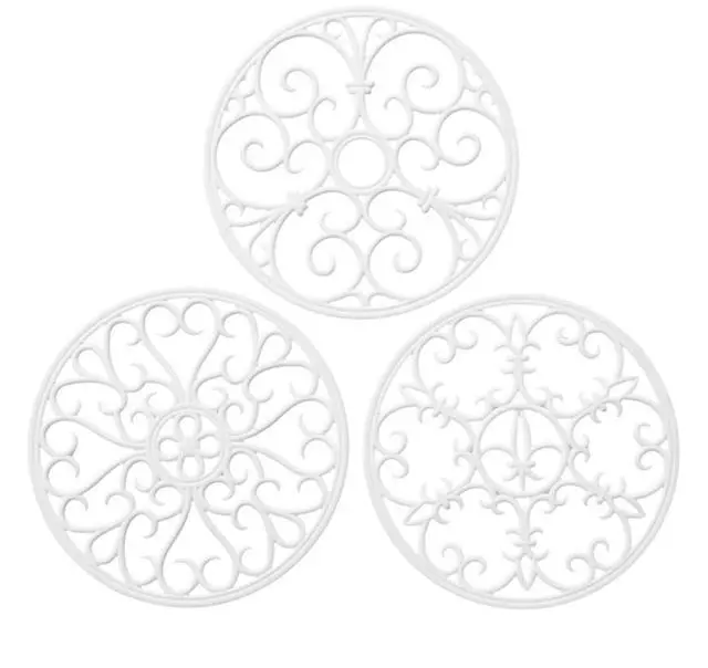 Main image of Silicone Trivet Mat - Non-Slip & Heat Resistant Kitchen Pads for Countertops & Table - Trivets for Hot Dishes & Cookware - Pot Holder for Pots & Pans - White, Set of 3