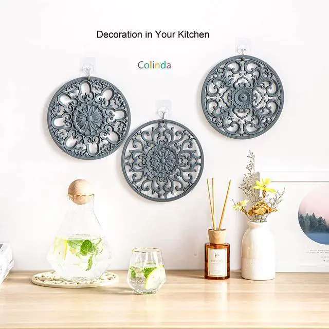 Alt view image 4 of 7 - Extra Thick Silicone Trivet Mat for Hot Dishes, Hot Pots and Pans, Pot Holder, Hot Pad to Portect Your Table and Countertop, Kitchen Decor and Accessories,Turquoise,Set of 3