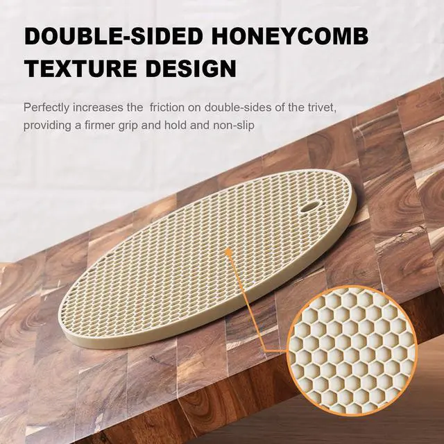 Alt view image 4 of 7 - 4 Pcs Trivets for Hot Dishes, Kitchen Heat Resistant Silicone Trivet, Extra Thick, Large, Non Slip (3. Beige)