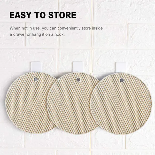 Alt view image 7 of 7 - 4 Pcs Trivets for Hot Dishes, Kitchen Heat Resistant Silicone Trivet, Extra Thick, Large, Non Slip (3. Beige)