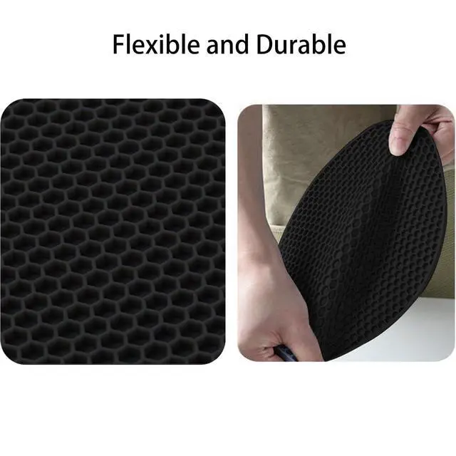 Alt view image 3 of 7 - Silicone Non-Slip, Heat Resistant & Water-Trapping Trivet Mats for Water Glasses & Teacup & Coffee Cup & Dishes & Cookware, Multipurpose Kitchen Table Coaster, 3.5-Inch, 3 Pcs, Black