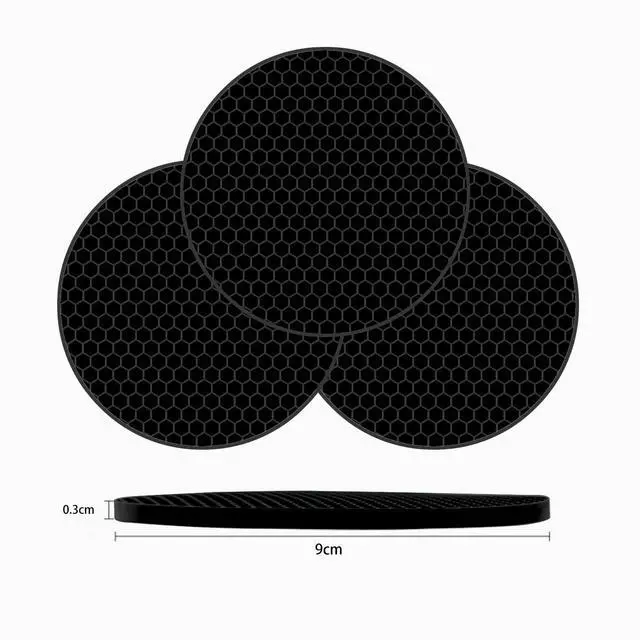 Alt view image 2 of 7 - Silicone Non-Slip, Heat Resistant & Water-Trapping Trivet Mats for Water Glasses & Teacup & Coffee Cup & Dishes & Cookware, Multipurpose Kitchen Table Coaster, 3.5-Inch, 3 Pcs, Black