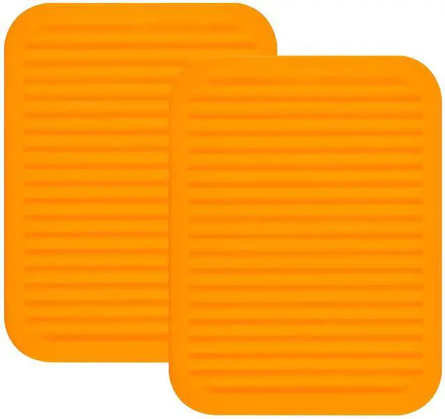 Main image of Orange Silicone Trivets Mats for Hot Dishes and Hot Pots, Hot Pads for Countertops, Tables, Pot Holders, Spoon Rest Small Drying Mats Set 2