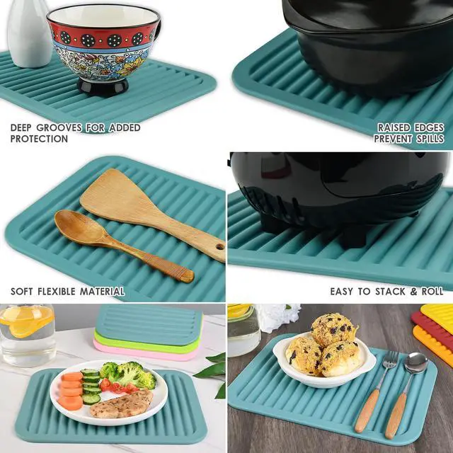 Alt view image 4 of 7 - Orange Silicone Trivets Mats for Hot Dishes and Hot Pots, Hot Pads for Countertops, Tables, Pot Holders, Spoon Rest Small Drying Mats Set 2