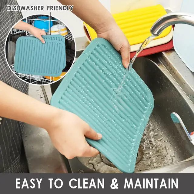 Alt view image 7 of 7 - Orange Silicone Trivets Mats for Hot Dishes and Hot Pots, Hot Pads for Countertops, Tables, Pot Holders, Spoon Rest Small Drying Mats Set 2