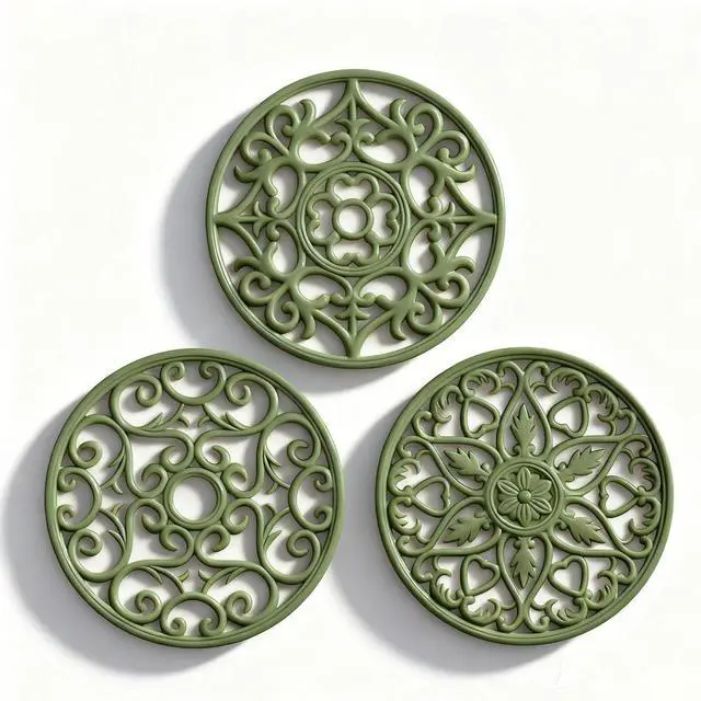 Main image of Trivets for Dishes/Pots/Pans, 3 Pcs Silicone Mats, Flexible/Durable/Non Slip Hot Pads to Protect Table and Counter Top (Olive Green)