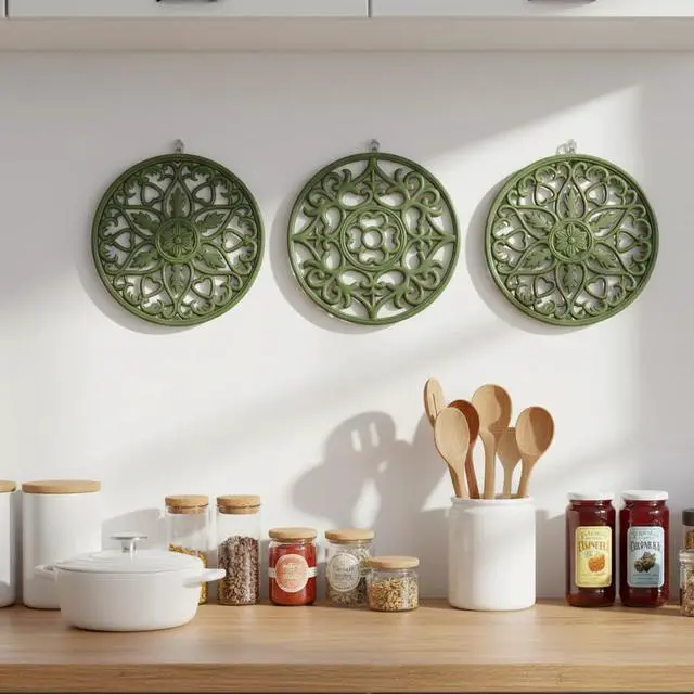 Alt view image 4 of 7 - Trivets for Dishes/Pots/Pans, 3 Pcs Silicone Mats, Flexible/Durable/Non Slip Hot Pads to Protect Table and Counter Top (Olive Green)