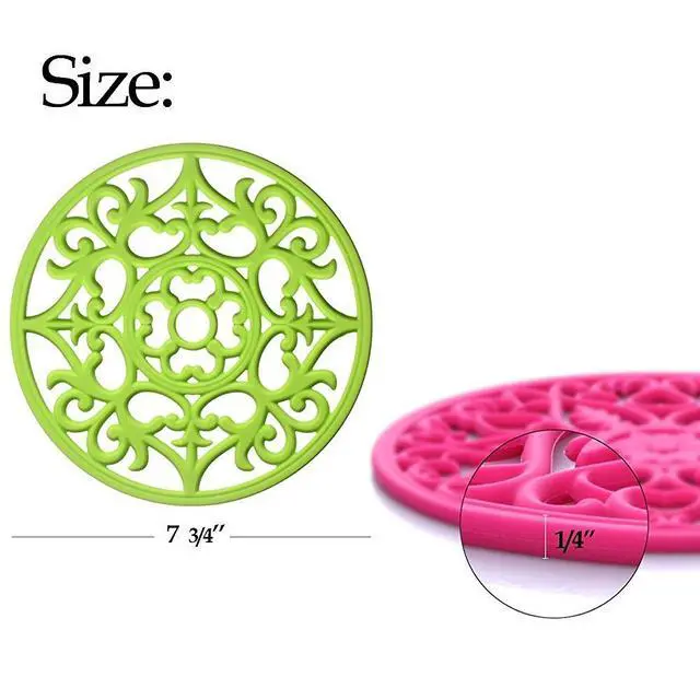Alt view image 7 of 7 - Trivets for Dishes/Pots/Pans, 3 Pcs Silicone Mats, Flexible/Durable/Non Slip Hot Pads to Protect Table and Counter Top (Olive Green)