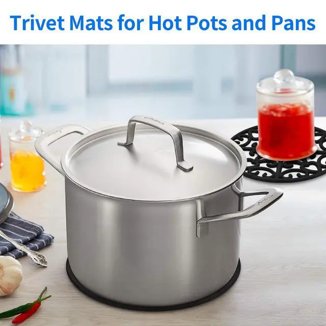 Alt view image 4 of 7 - 3PCS Silicone Trivet Mat - Flexible Non-Slip Heat Resistant Modern Kitchen Teapot Trivets Set for Hot Dishes, Table, Countertop