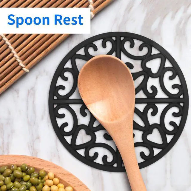 Alt view image 7 of 7 - 3PCS Silicone Trivet Mat - Flexible Non-Slip Heat Resistant Modern Kitchen Teapot Trivets Set for Hot Dishes, Table, Countertop