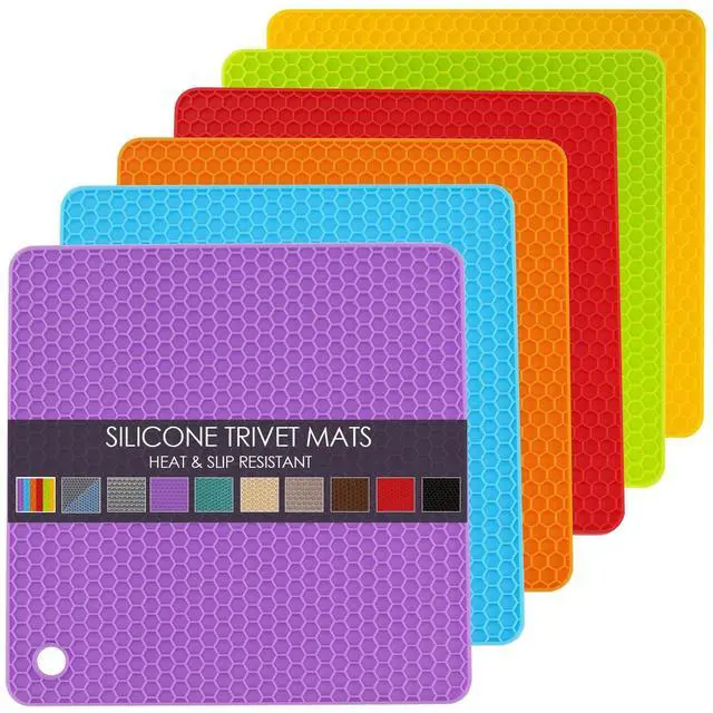 Main image of 6 Pack Silicone Trivet Mat, Silicone Trivets for Hot Pots and Pans, Multipurpose Non-Slip & Heat Resistant Silicone Hot Pad for Kitchen Counter