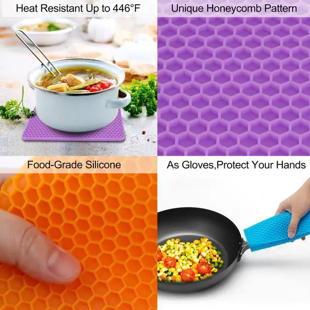Alt view image 5 of 7 - 6 Pack Silicone Trivet Mat, Silicone Trivets for Hot Pots and Pans, Multipurpose Non-Slip & Heat Resistant Silicone Hot Pad for Kitchen Counter