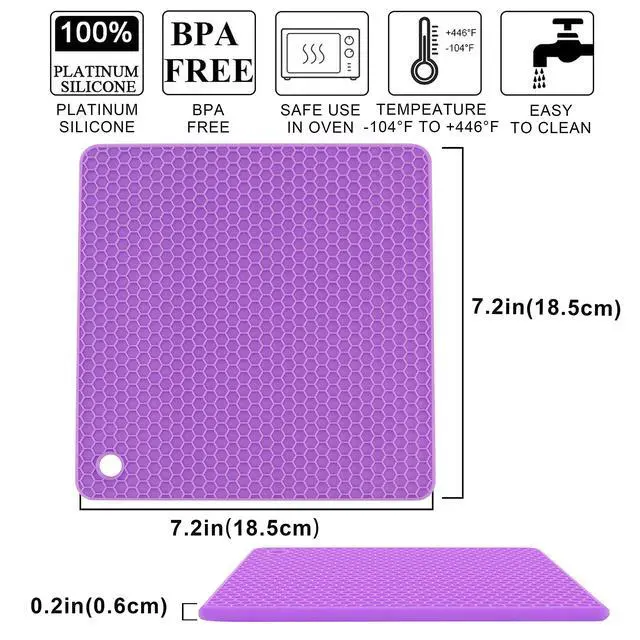 Alt view image 7 of 7 - 6 Pack Silicone Trivet Mat, Silicone Trivets for Hot Pots and Pans, Multipurpose Non-Slip & Heat Resistant Silicone Hot Pad for Kitchen Counter