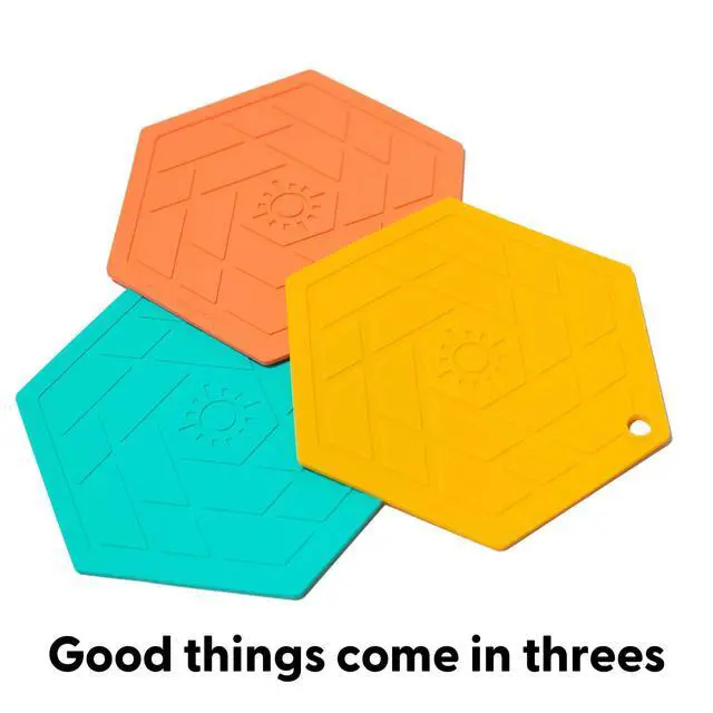Alt view image 3 of 7 - Heat Resistant Silicone Trivet Mats - Non-Slip Hot Pads for Kitchen Countertops, Multipurpose Pot Holders, Food Grade & BPA Free - Set of 3, Durable and Easy to Clean (Variety Mix)