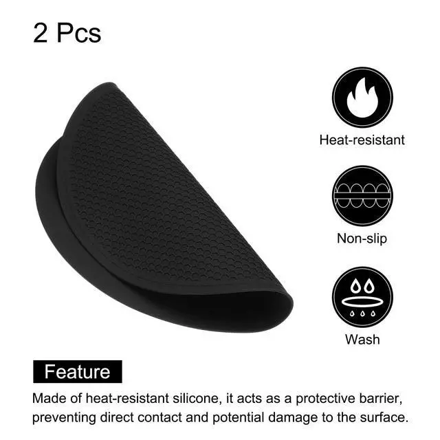 Alt view image 3 of 6 - 2pcs Silicone Trivet Mats 9.8" Dia Round Non-Slip Silicone Pot Holders for Hot Pots and Pans, Heat Resistant Hot Pads for Kitchen Hot Dishes Table Countertops, Black
