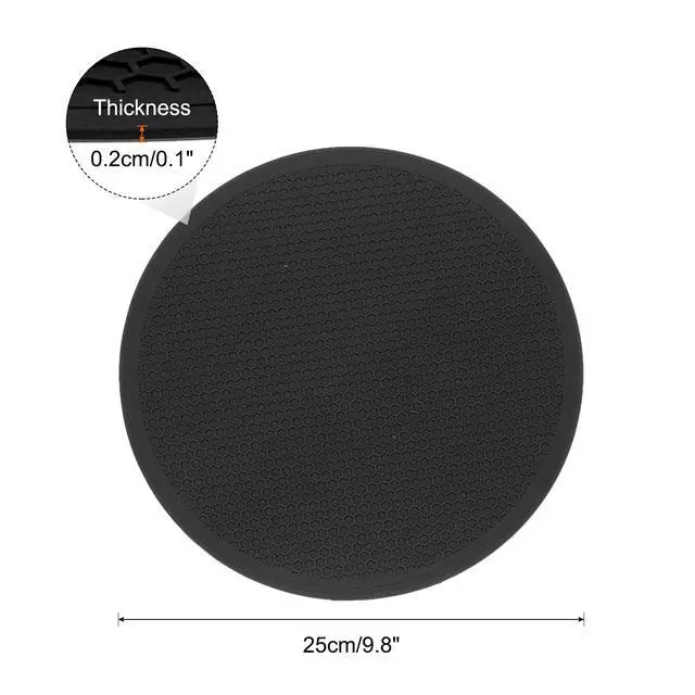 Alt view image 2 of 6 - 2pcs Silicone Trivet Mats 9.8" Dia Round Non-Slip Silicone Pot Holders for Hot Pots and Pans, Heat Resistant Hot Pads for Kitchen Hot Dishes Table Countertops, Black