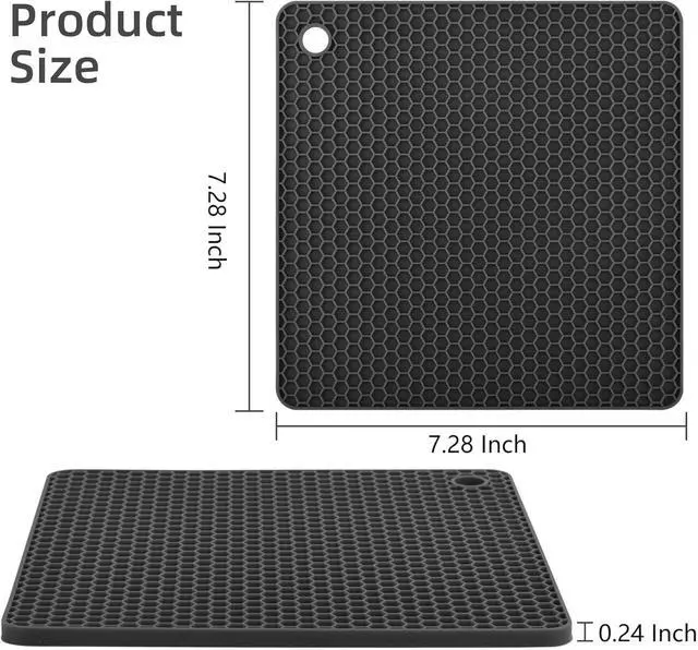 Alt view image 2 of 7 - Silicone Trivets Mats, Silicone Hot Pads for Pot Holder, Square Trivets for Hot Dishes, Pots and Pans, Multi Purpose Hot Pads for Kitchen Counter, Non Slip Heat Resistant Mats Set 4 Navy