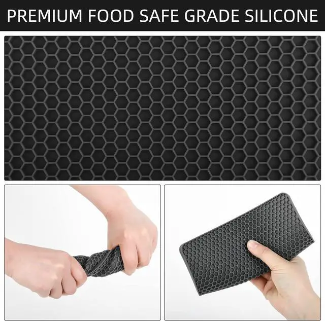 Alt view image 4 of 7 - Silicone Trivets Mats, Silicone Hot Pads for Pot Holder, Square Trivets for Hot Dishes, Pots and Pans, Multi Purpose Hot Pads for Kitchen Counter, Non Slip Heat Resistant Mats Set 4 Navy