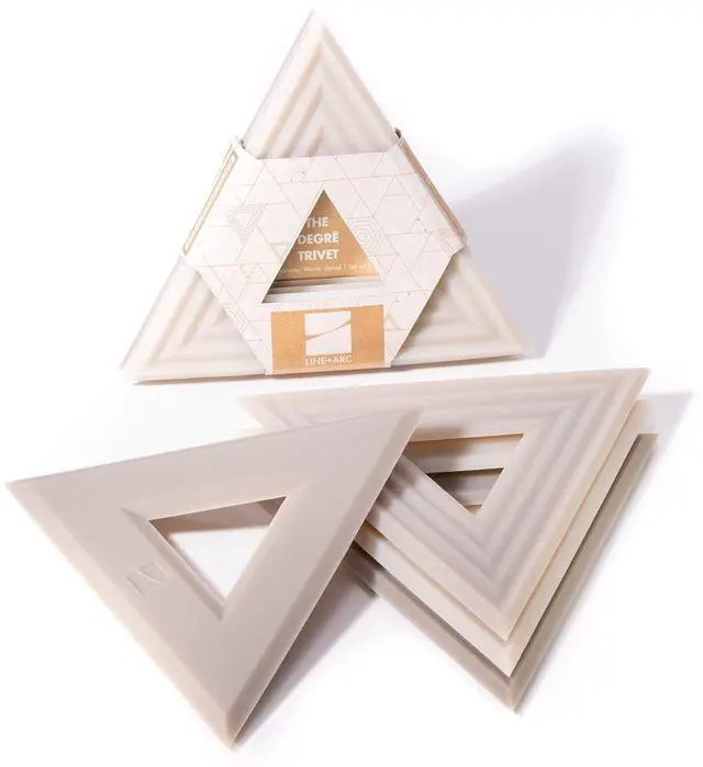 Main image of Extra Thick Silicone Trivets (Featured in ELLE Decor & BuzzFeed) Waterproof Dishwasher-Safe Stain Resistant (Set of 3 Sandstone Degr Trivets) Outdoor Rubber Beige Mid-Century Modern