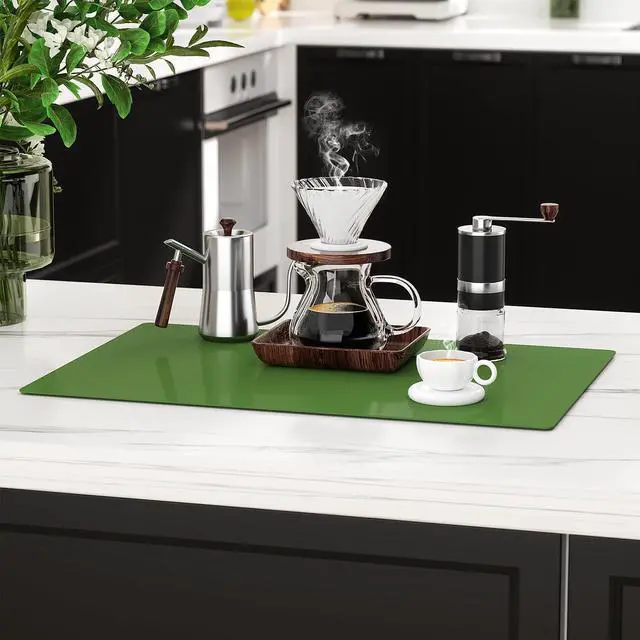 Alt view image 7 of 7 - 2-Pack Extra Thick Silicone Counter Mats - 24x16 Large Heat Resistant Kitchen Countertop Protector, Non-Slip Hot Pad Trivet for Air Fryer, Hot Pots & Pans, Coffee Maker(Green)