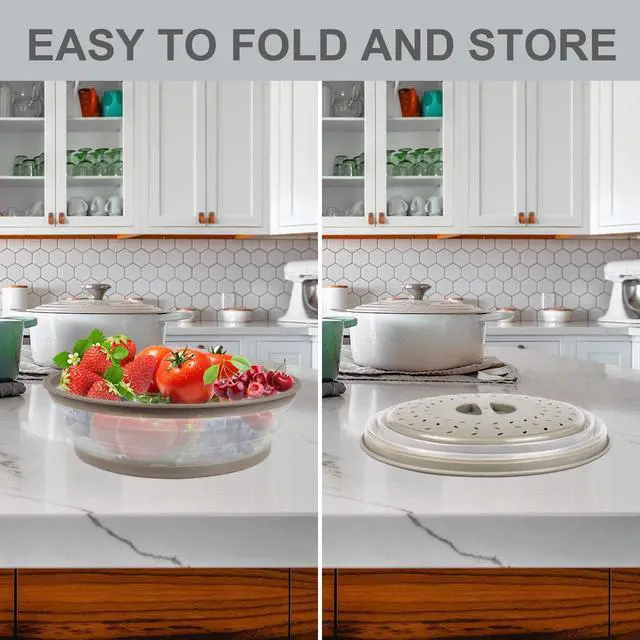 Alt view image 5 of 7 - 2 in 1, Microwave Splatter Cover for Food & Silicone Microwave Mat, Mat as Bowl Holder, Trivet, Pot Holders, Drying, Baking, Utensils Rest for Kitchen Counter, Dishwasher Safe, Grey