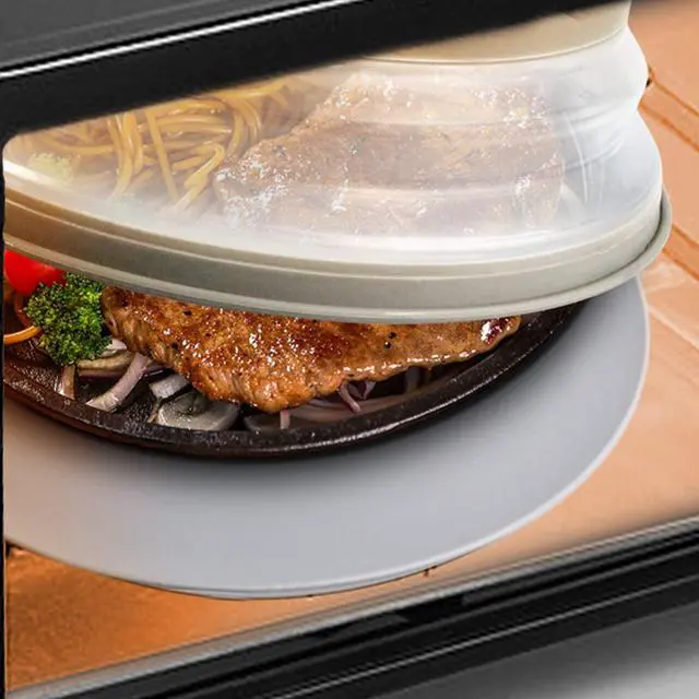 Alt view image 7 of 7 - 2 in 1, Microwave Splatter Cover for Food & Silicone Microwave Mat, Mat as Bowl Holder, Trivet, Pot Holders, Drying, Baking, Utensils Rest for Kitchen Counter, Dishwasher Safe, Grey
